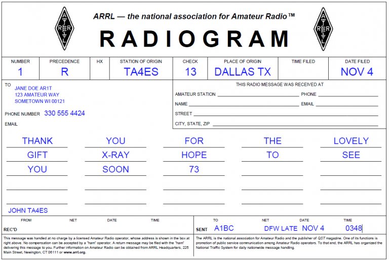 Radiogram that is moved and therefore fully completed.